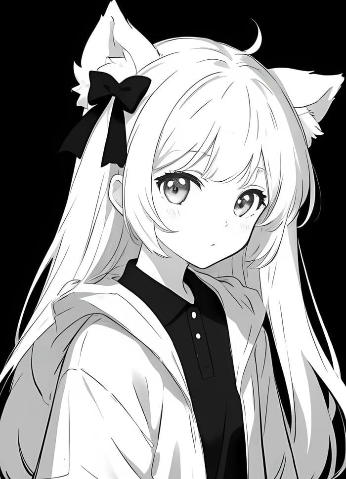 hình anime trắng đen mềm