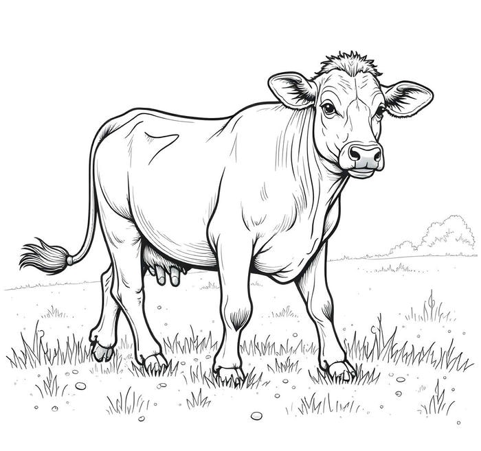 hình bò tô màu dễ thương