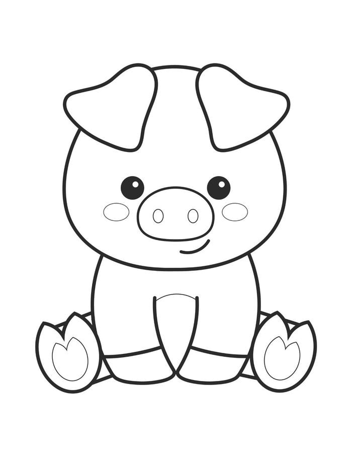 hình con heo đẹp trắng đen