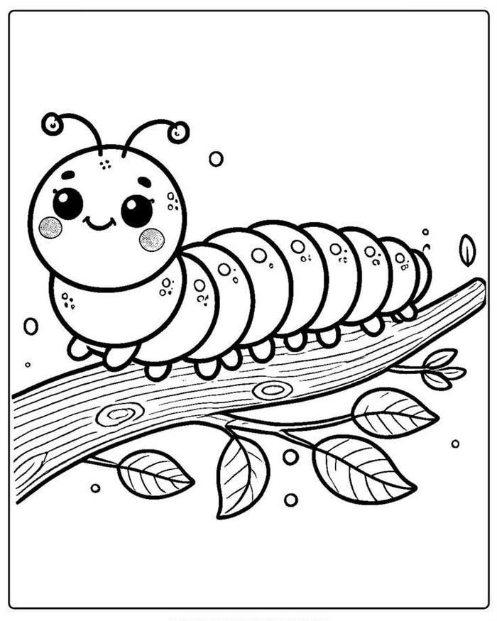 hình con sâu đáng yêu trắng đen