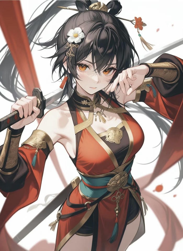 hình mô tả anime cô gái kiếm sĩ