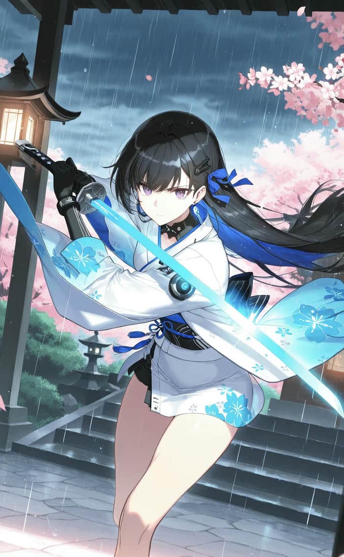 hình phối cảnh anime nữ sử dụng kiếm