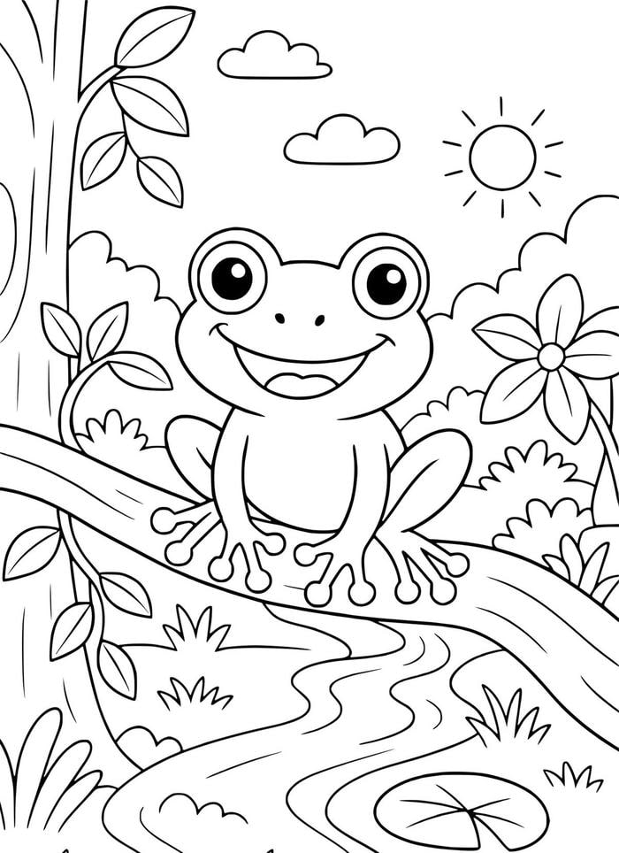 hình tô màu con ếch cho bé mầm non