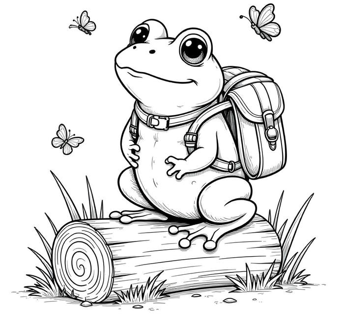 hình tô màu con ếch vui nhộn