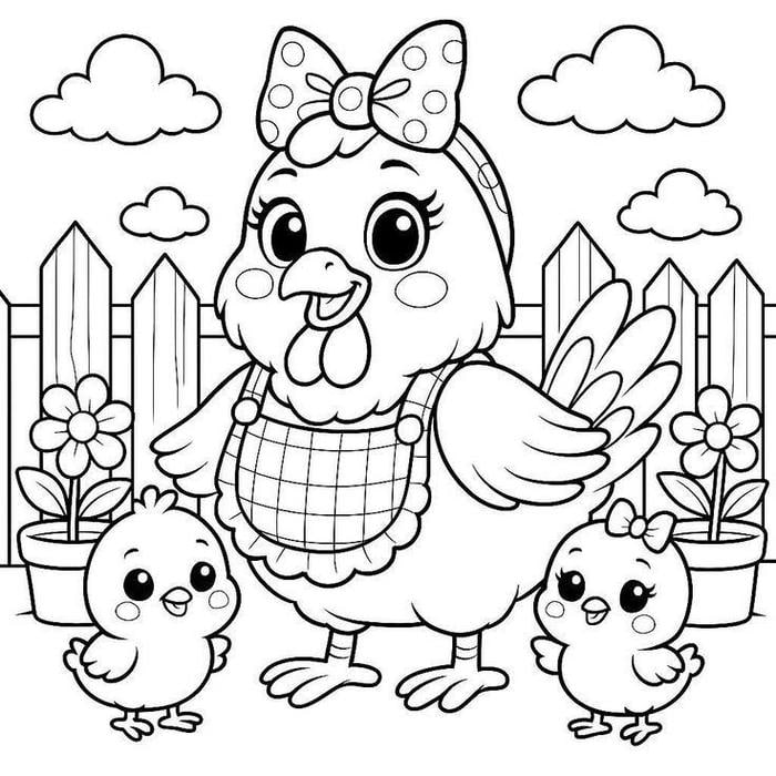 hình tô màu gà đẹp