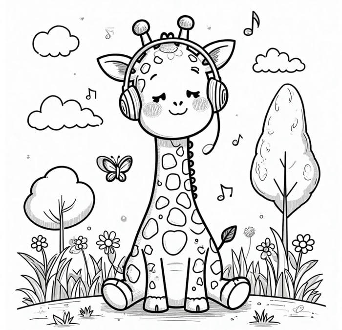 hình vẽ hươu cao cổ tô màu đơn giản