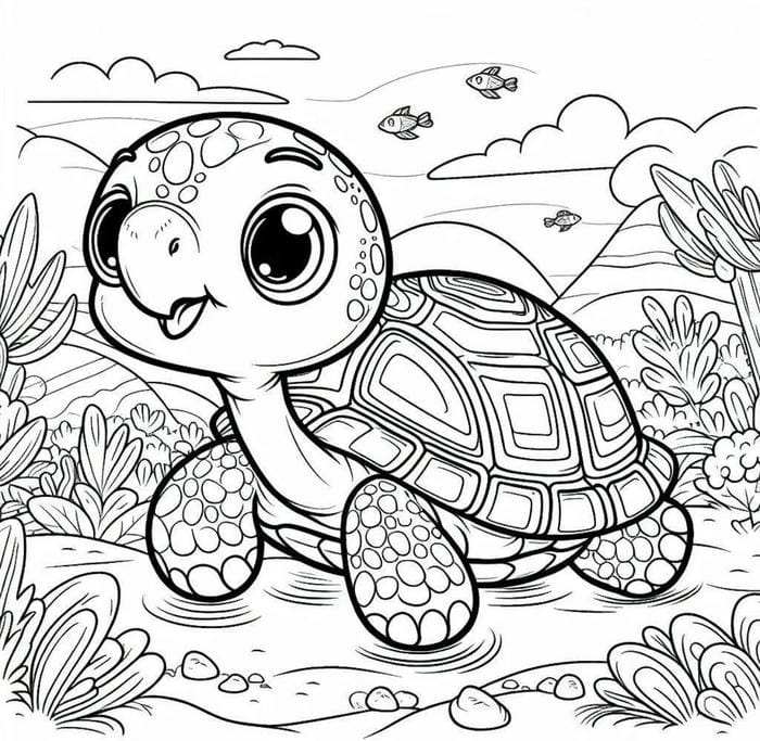 hình vẽ rùa tô màu đơn giản
