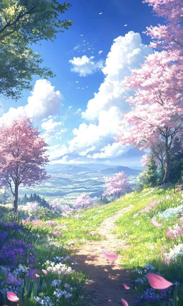 khung cảnh anime đồng cỏ