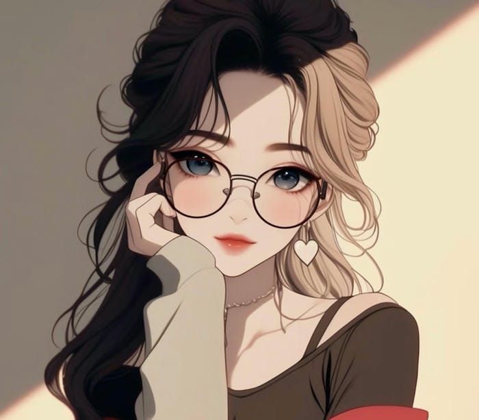 khung cảnh anime nhân vật dùng kính