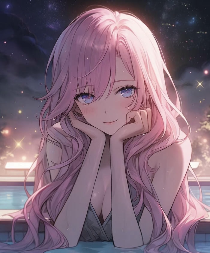 mái tóc hồng anime nữ