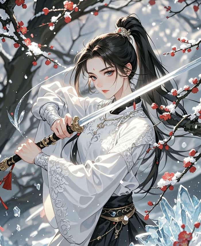 mẫu anime nữ với thanh kiếm