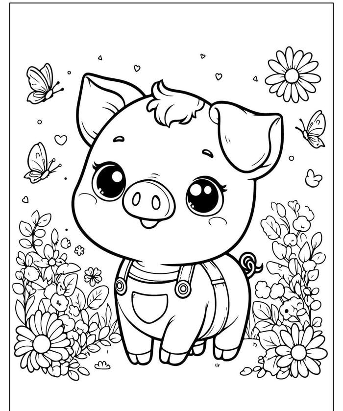 mẫu tô màu con heo hoạt hình