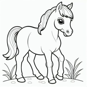 mẫu tô màu ngựa đáng yêu