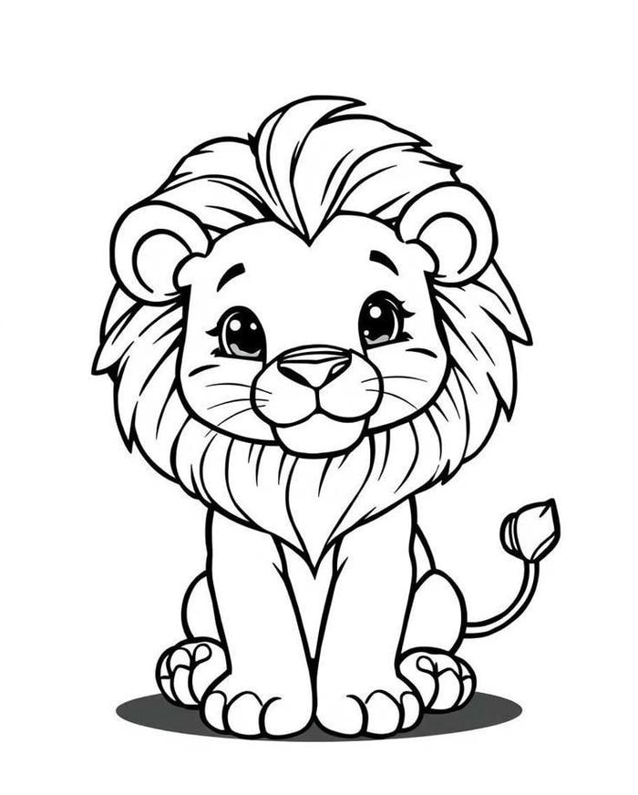 mẫu tô màu sư tử con