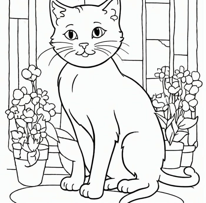 mẫu tranh tô màu con mèo