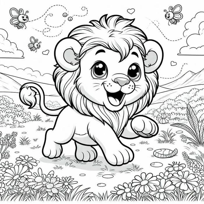 mẫu tranh tô màu sư tử nhỏ