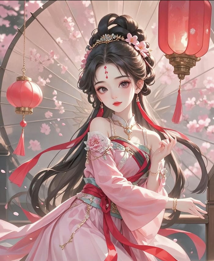 nữ anime cổ trang dịu dàng