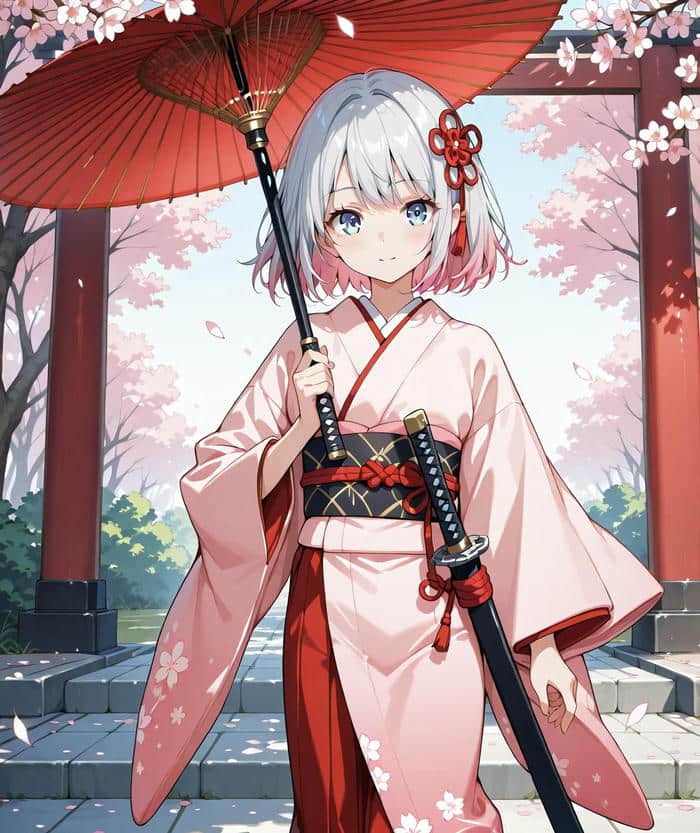 nữ anime diện kimono