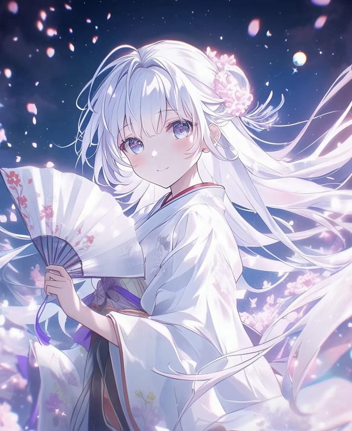 nữ anime kimono dịu dàng