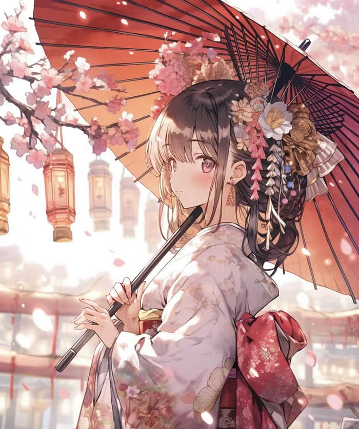 nữ anime kimono xinh đẹp