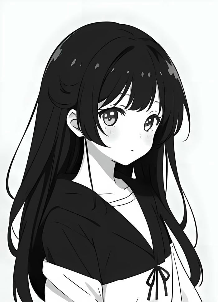 nữ anime monochrome