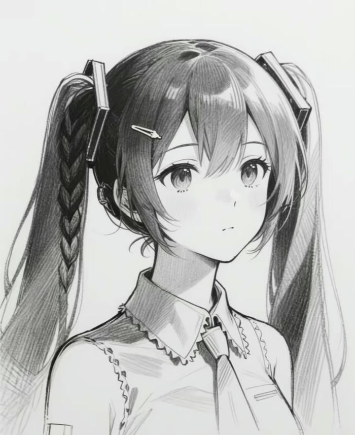 nữ anime sắc thái trắng đen