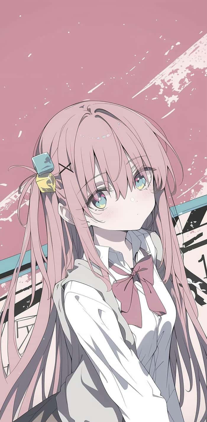 nữ anime tóc hồng thanh thoát