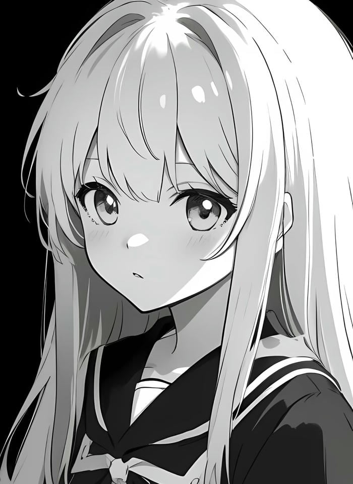 nữ anime tông đen trắng cuốn hút