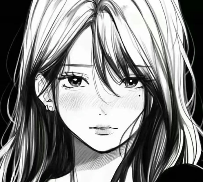 nữ anime tông màu trắng đen