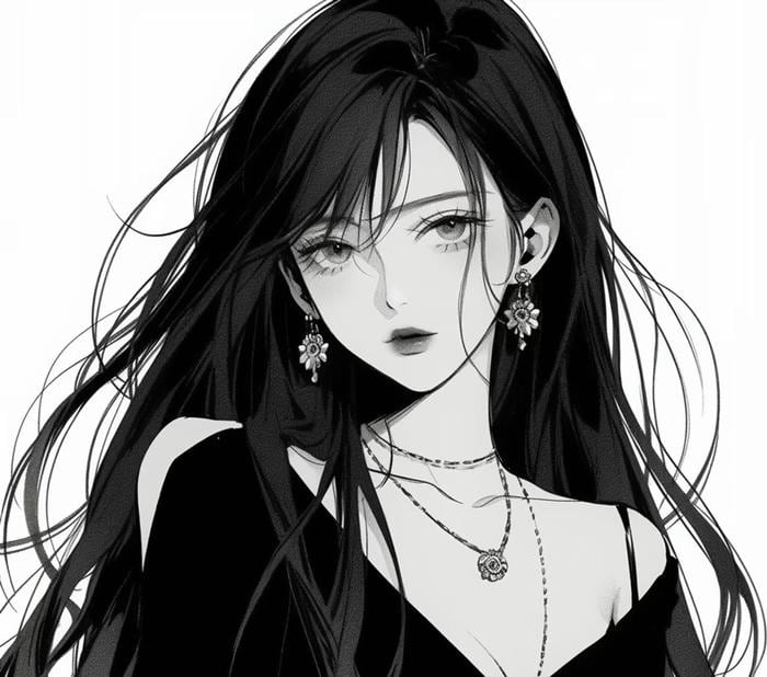 nữ anime tông trắng đen