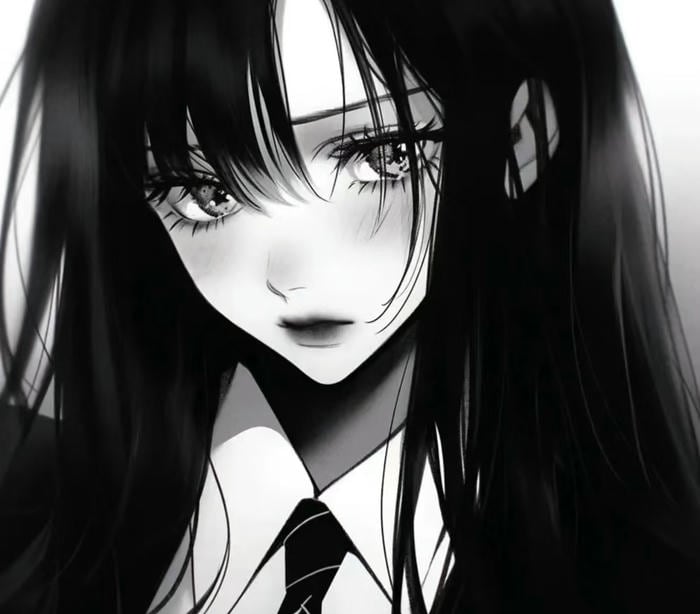 nữ anime trắng đen tinh tế