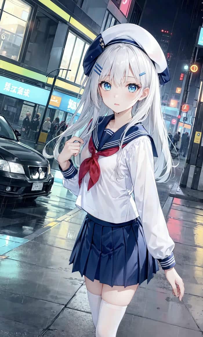 phối cảnh anime nữ sinh dễ thương