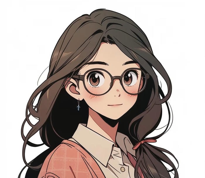 portrait anime đeo kính