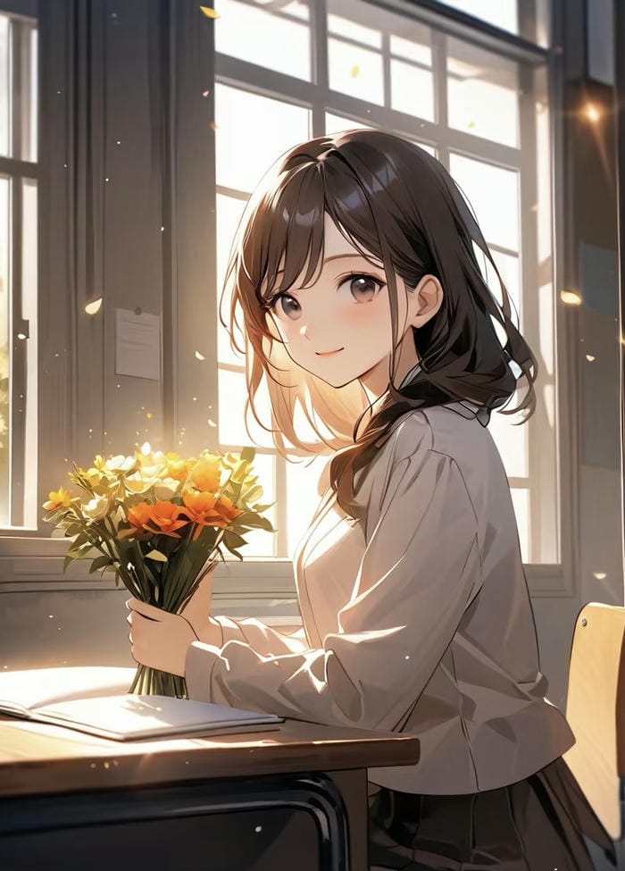 portrait anime giáo viên nữ