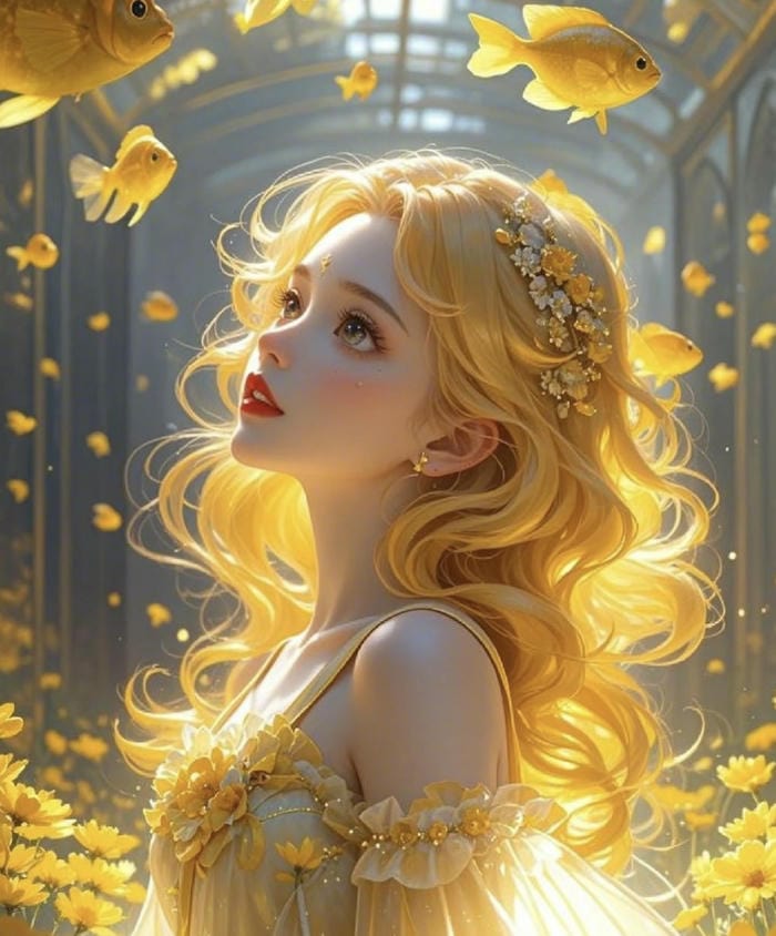 portrait anime tóc vàng