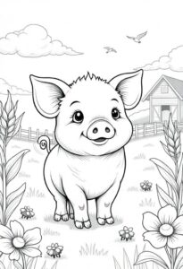tô màu con heo đơn giản