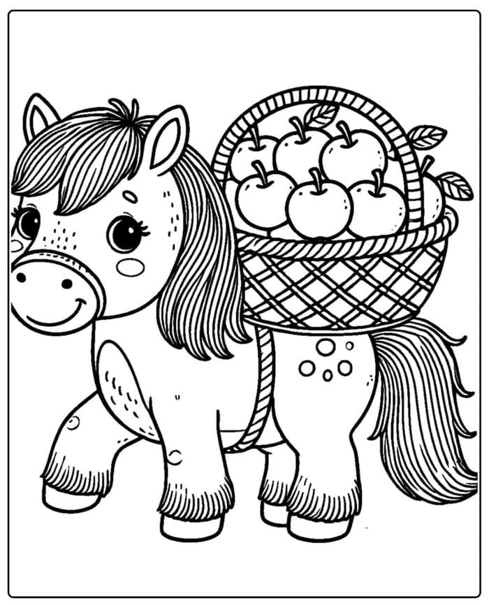 tô màu ngựa đơn giản dễ tô