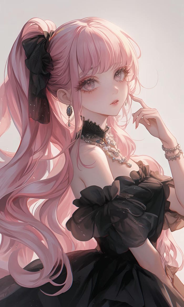 tóc hồng anime girl cá tính