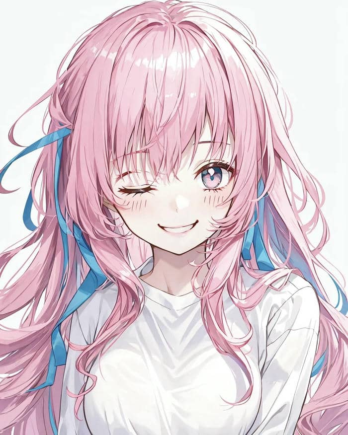 tóc hồng anime girl phong trần