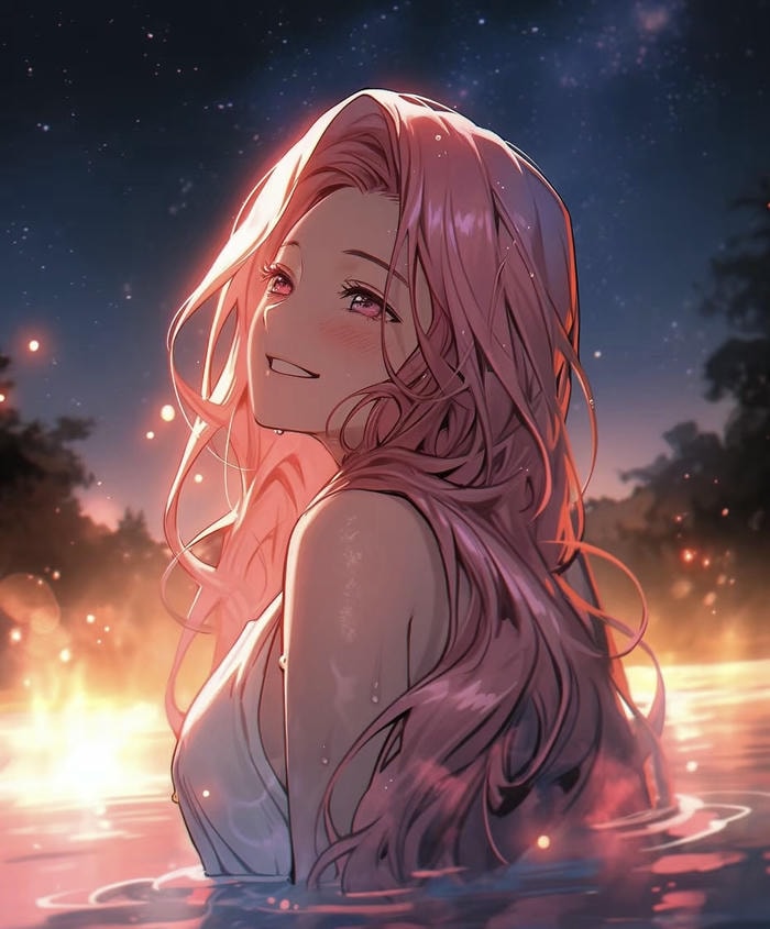 tóc hồng anime girl