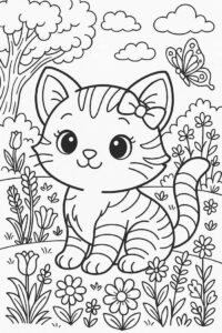 tranh mèo đáng yêu cho bé tô màu