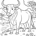 tranh tô màu bò cho bé đơn giản