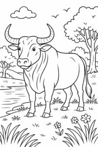 tranh tô màu bò cho bé đơn giản