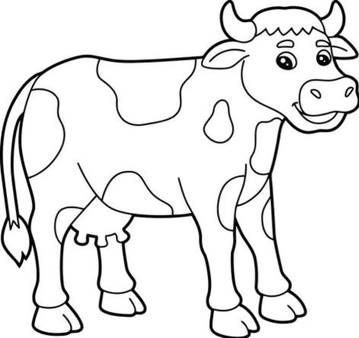 tranh tô màu bò đáng yêu