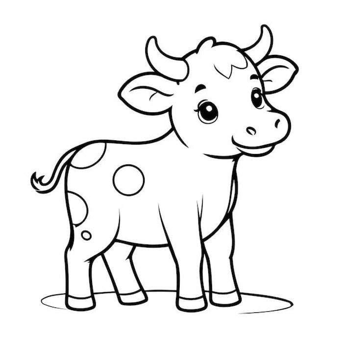 tranh tô màu con bò hoạt hình