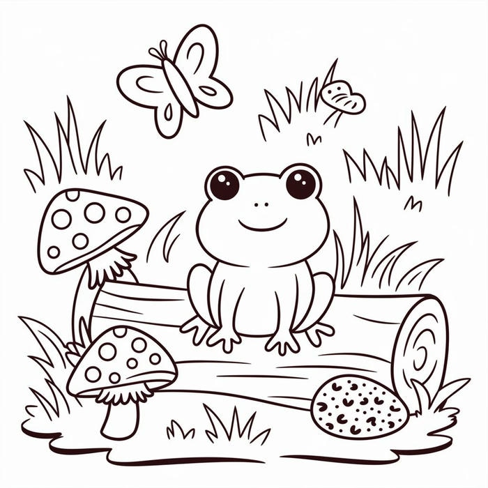 tranh tô màu con ếch dễ thương