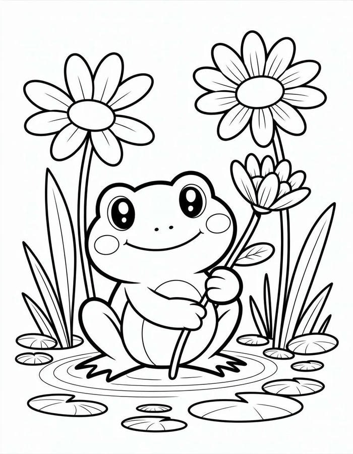 tranh tô màu con ếch hoạt hình