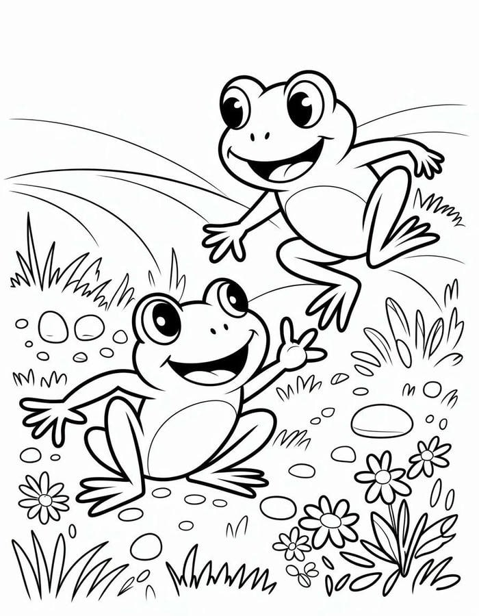 tranh tô màu con ếch ngộ nghĩnh
