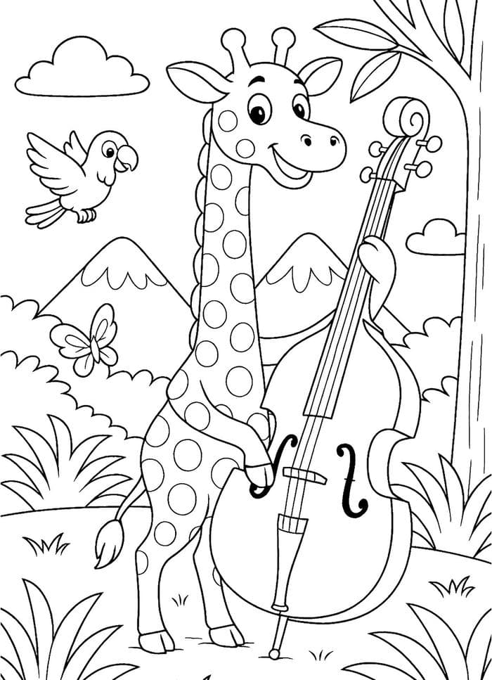 tranh tô màu con hươu cao cổ đơn giản