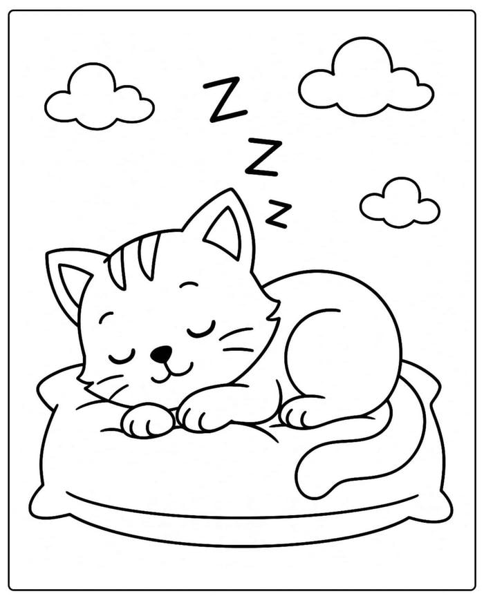 tranh tô màu con mèo đáng yêu